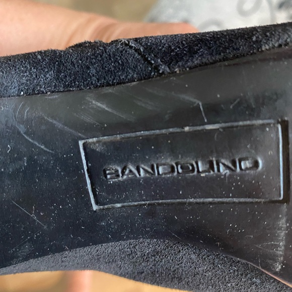 Black suede Bandolino ankle boot with zip and tassel size 8.5 with 3" heel - Picture 8 of 12